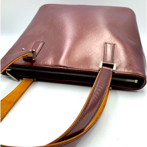 Auth Louis Vuitton Stockton Violette Embossed Monogram Matte Leather Tote Bag - Picture 8 of 16